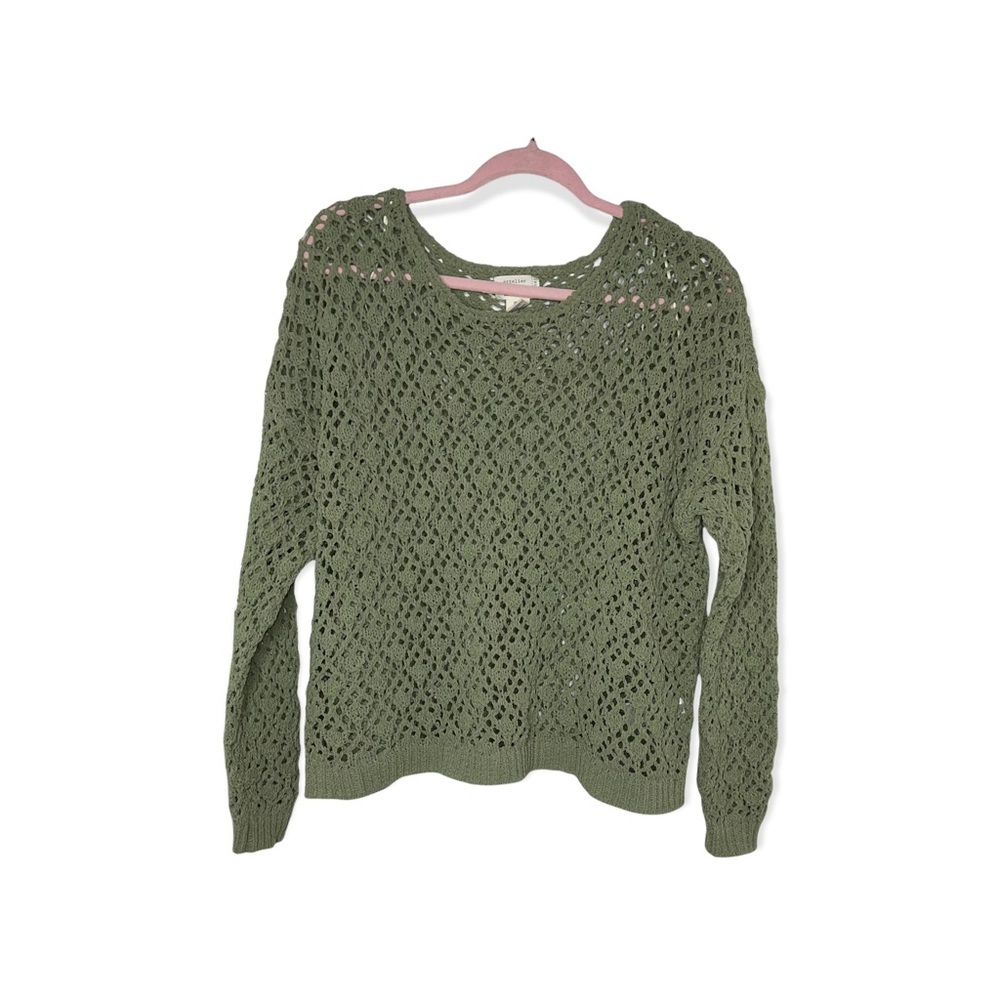 ARTELIER BY NICOLE MILLER Moss Green Open Knit Sweater M NWOT